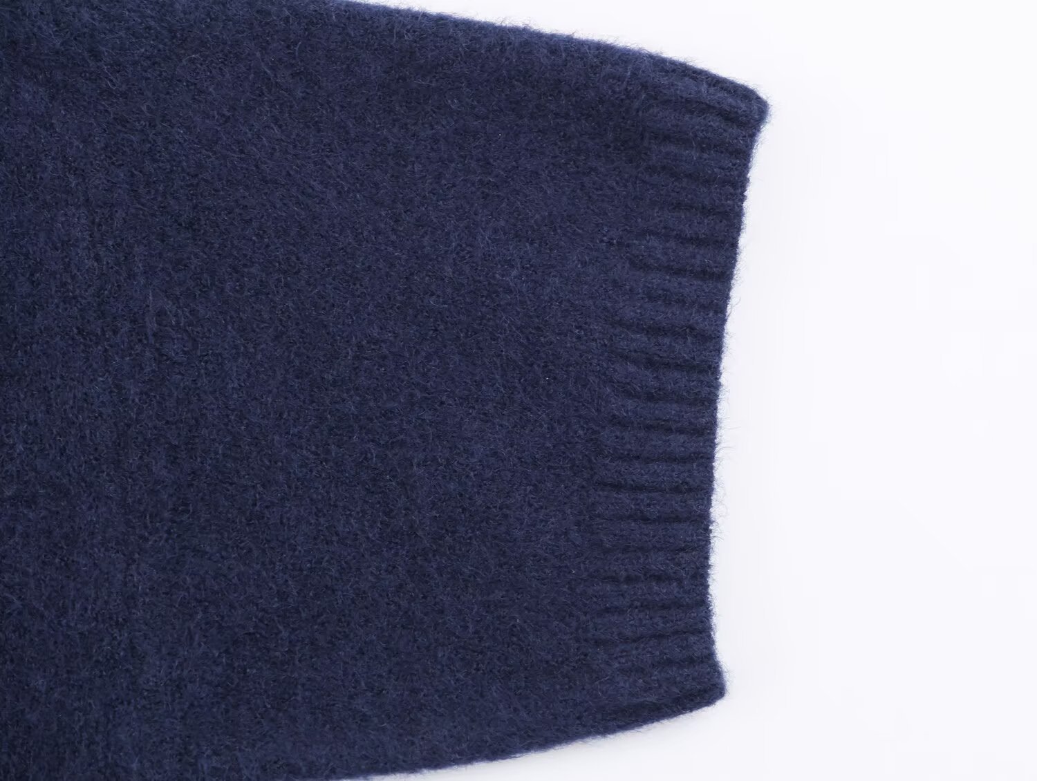 Convertible Neck Elbow-Length Color-Block Patch Sweater