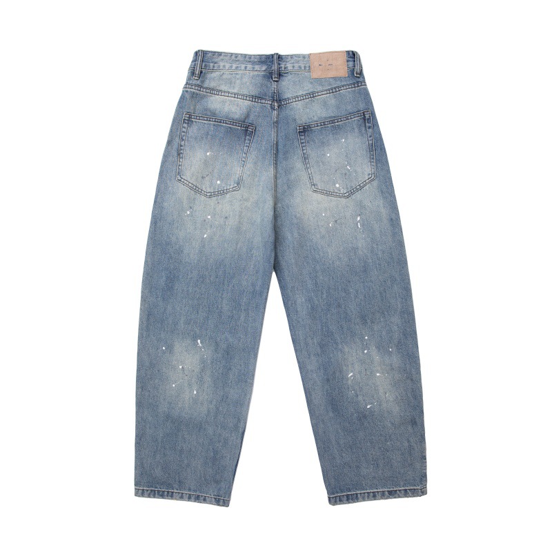 Splatter Paint Graffiti Loose Casual Washed Distressed Jeans