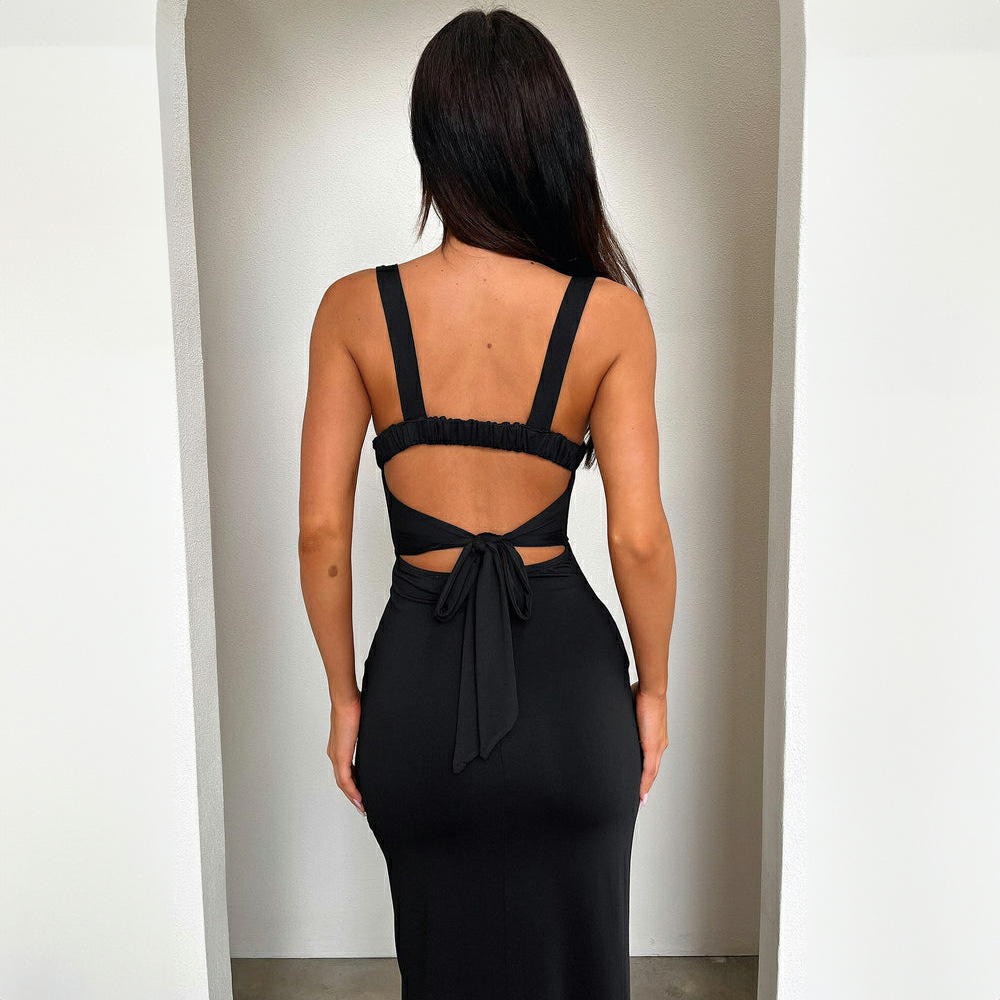 One Shoulder Side Split Open Back Bodycon Dress