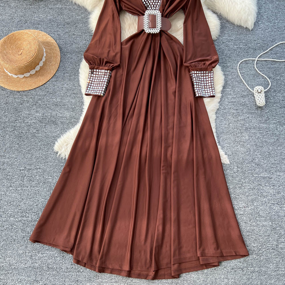 Commuter Cotton 3D Plunge High Waist Midi Dress
