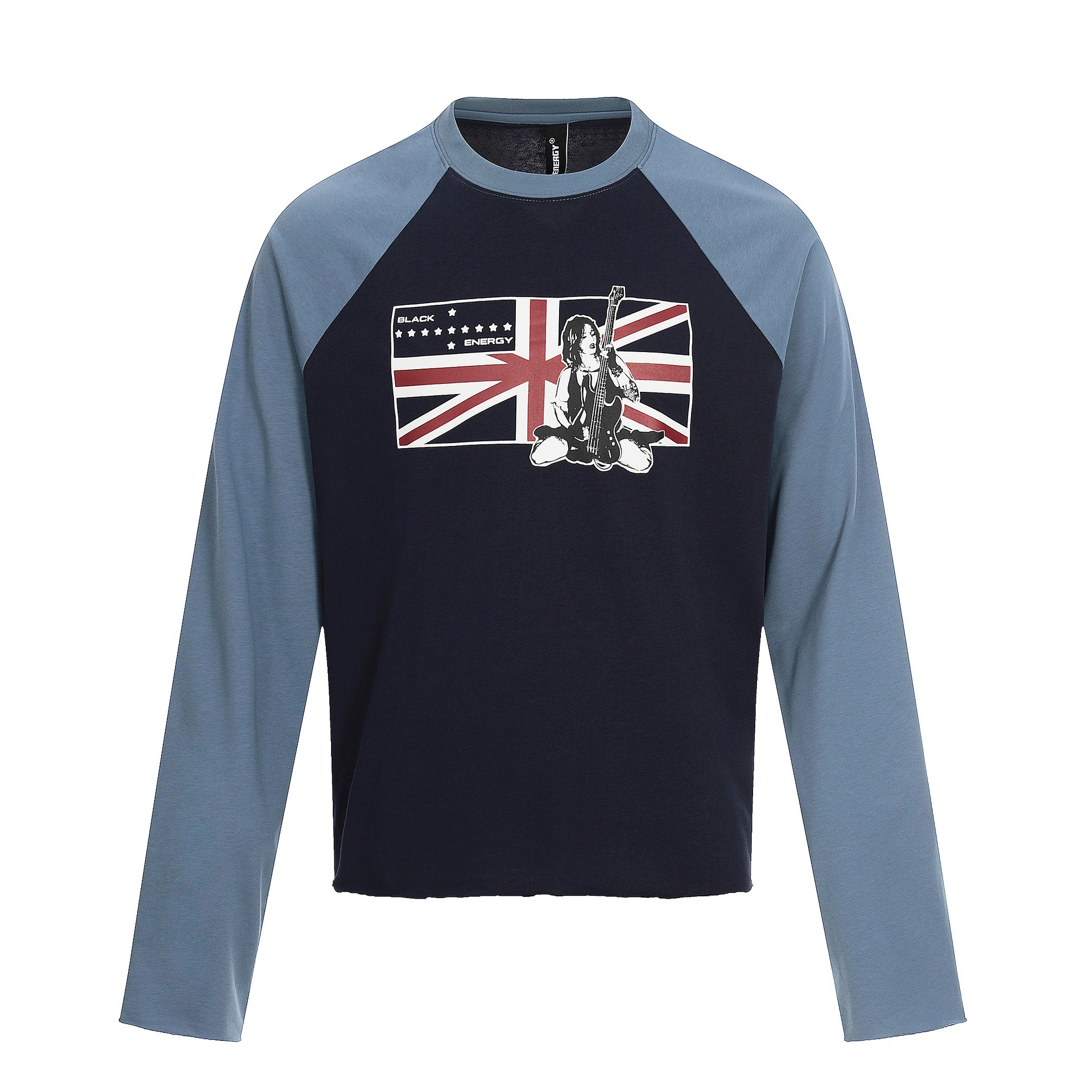 Print Color-Blocking Shoulder Sleeve Long Sleeve T-Shirt Unisex