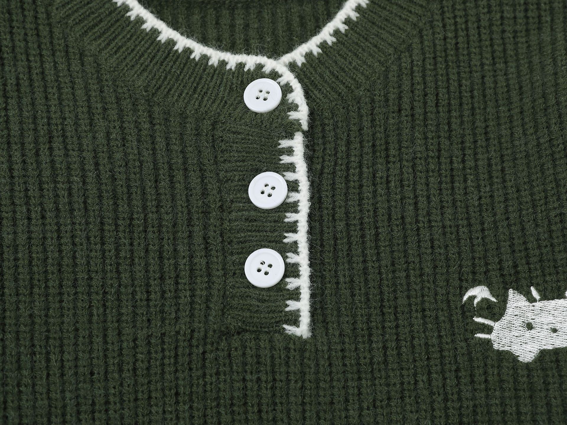Henley Neck Sweater Unisex Autumn Vintage Chic Loose Versatile Couple Knitwear