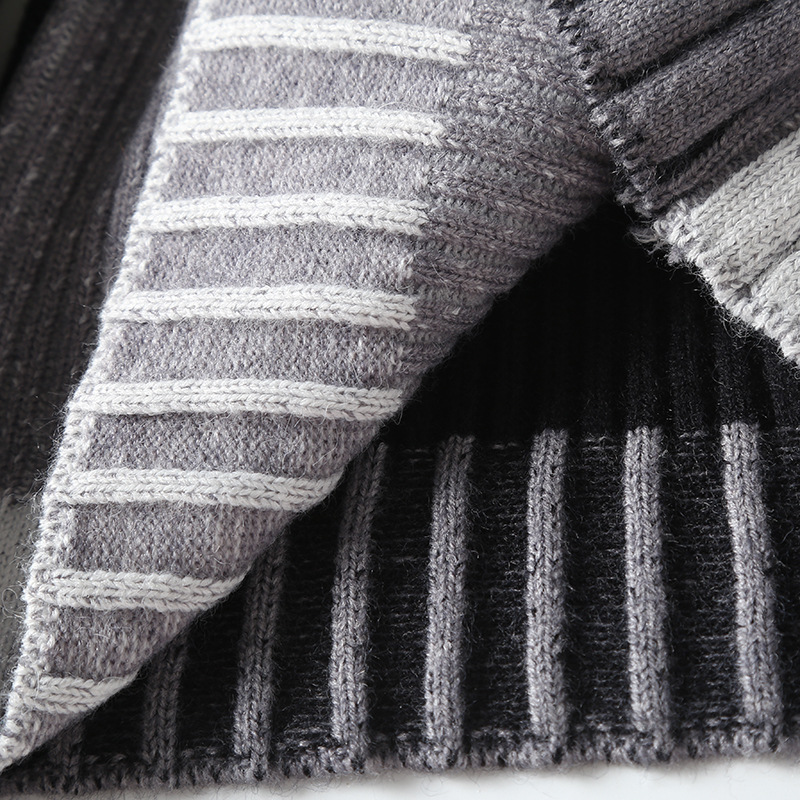 Black Color-block Short Knitting Cardigan Sweater V-Neck Long Sleeve Women New Fashion Trend Autumn Winter