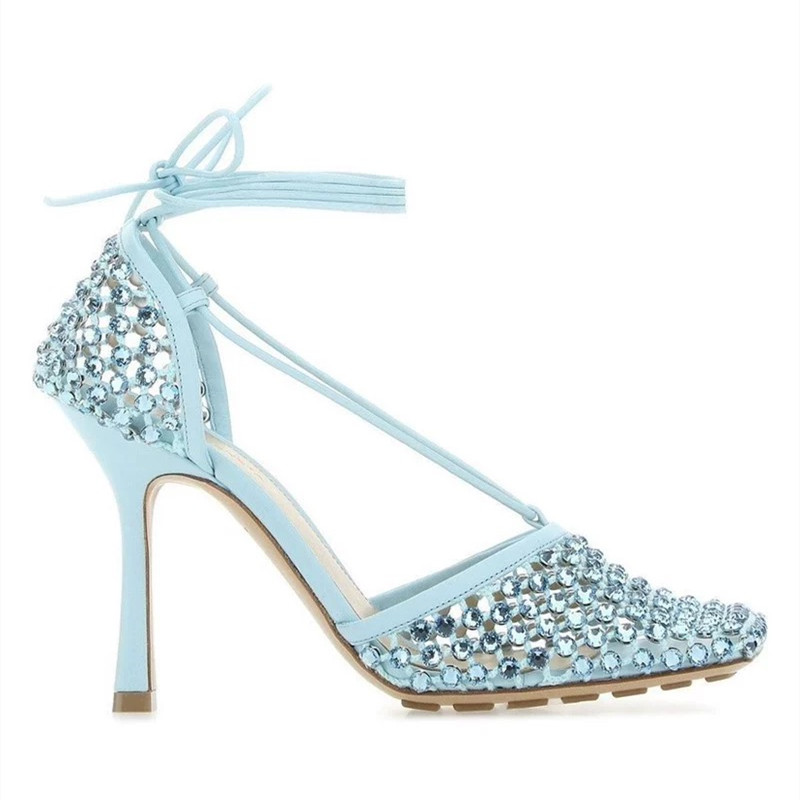 Processing Time:7-15 days after placing orders Women's Summer Fashion Sexy Hollow Out Water Diamond Mesh Bread Head Sandals European and American High Heel Show Shoesdals