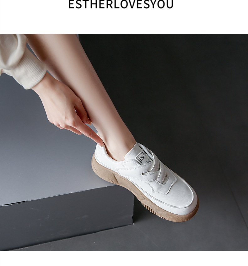 Little White Shoes Women's Spring New Korean Edition Female Students Thick Sole Velcro Board Shoes Casual Women's Shoes