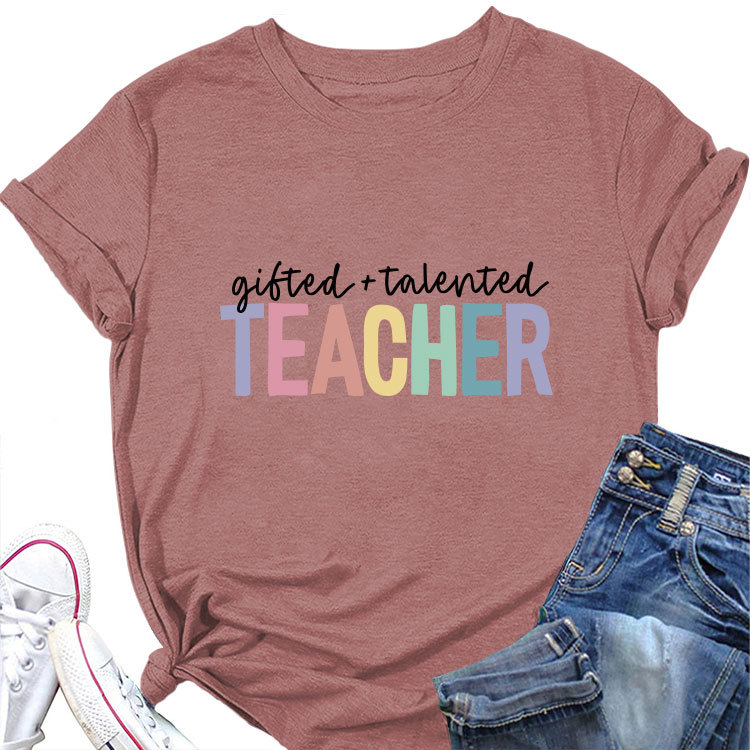 Ladies Geometric Print Crew Neck T-shirt