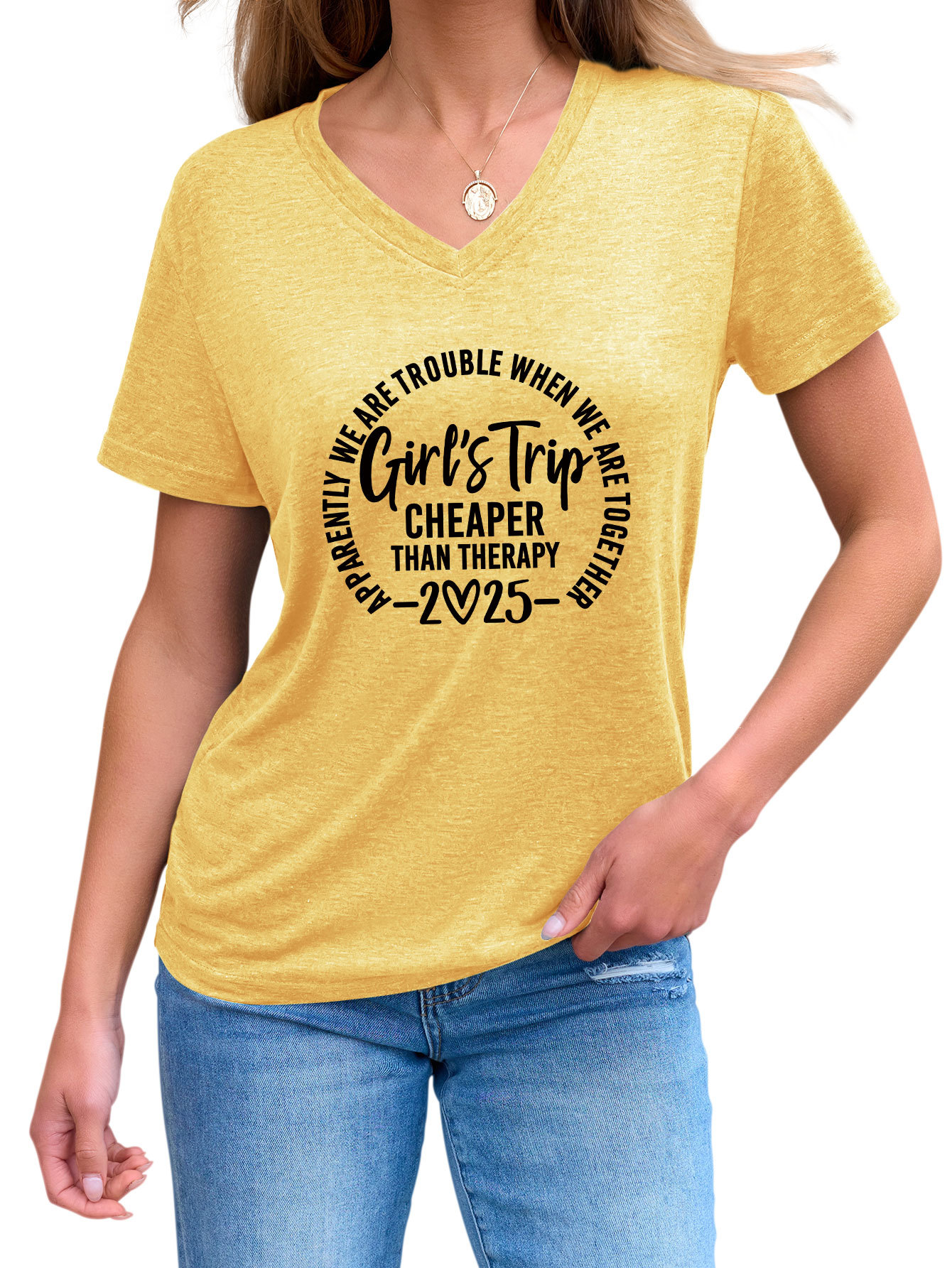 Ladies Crew Geometric Print T-Shirt
