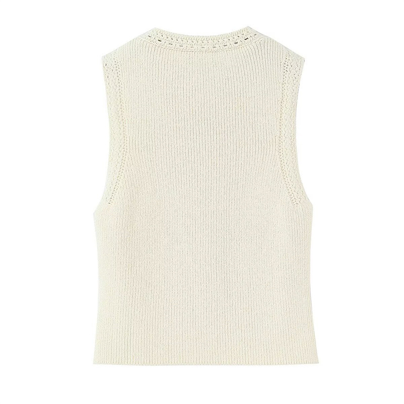 Ladies Japanese Spliced Button Placket Tank Top