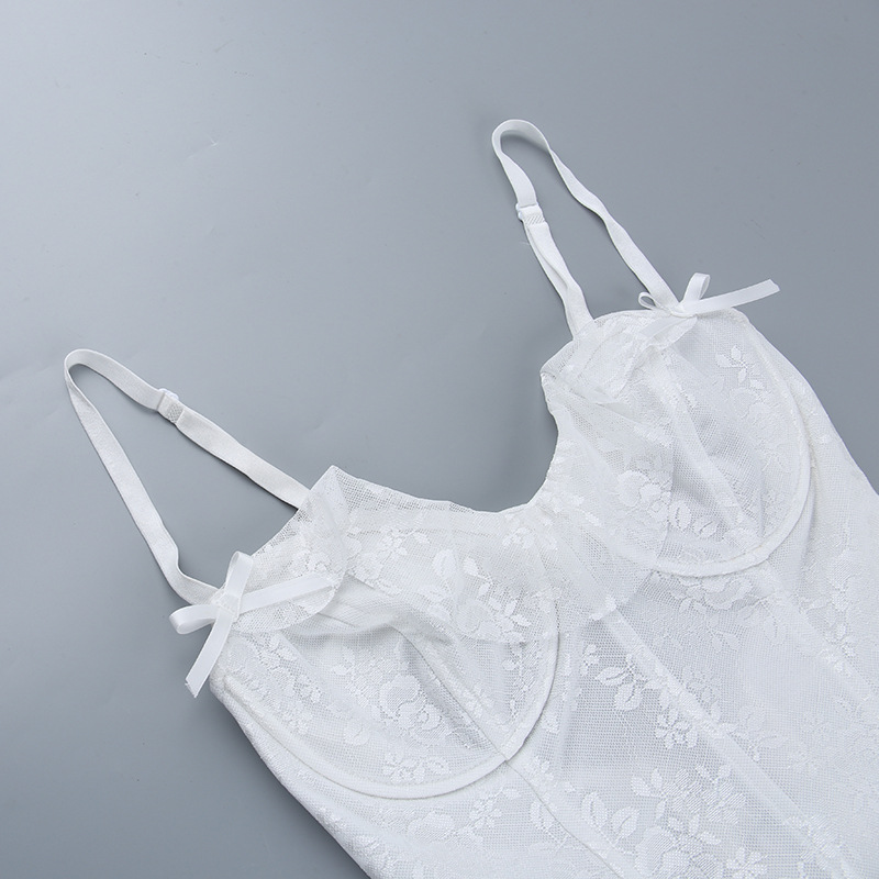 Strap Dress with Lace and Ruffle Design A-Line Dress