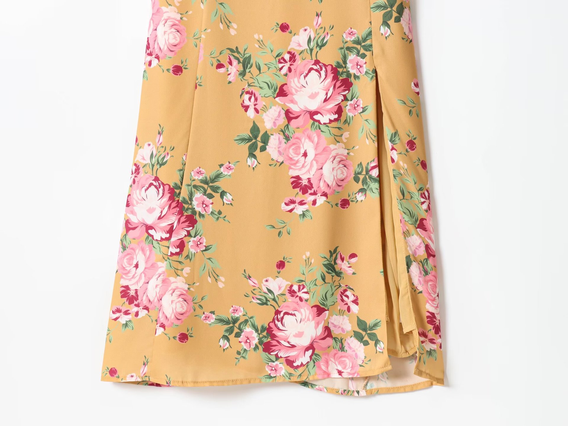 Printed sexy side slit casual strap dress with suspender strap