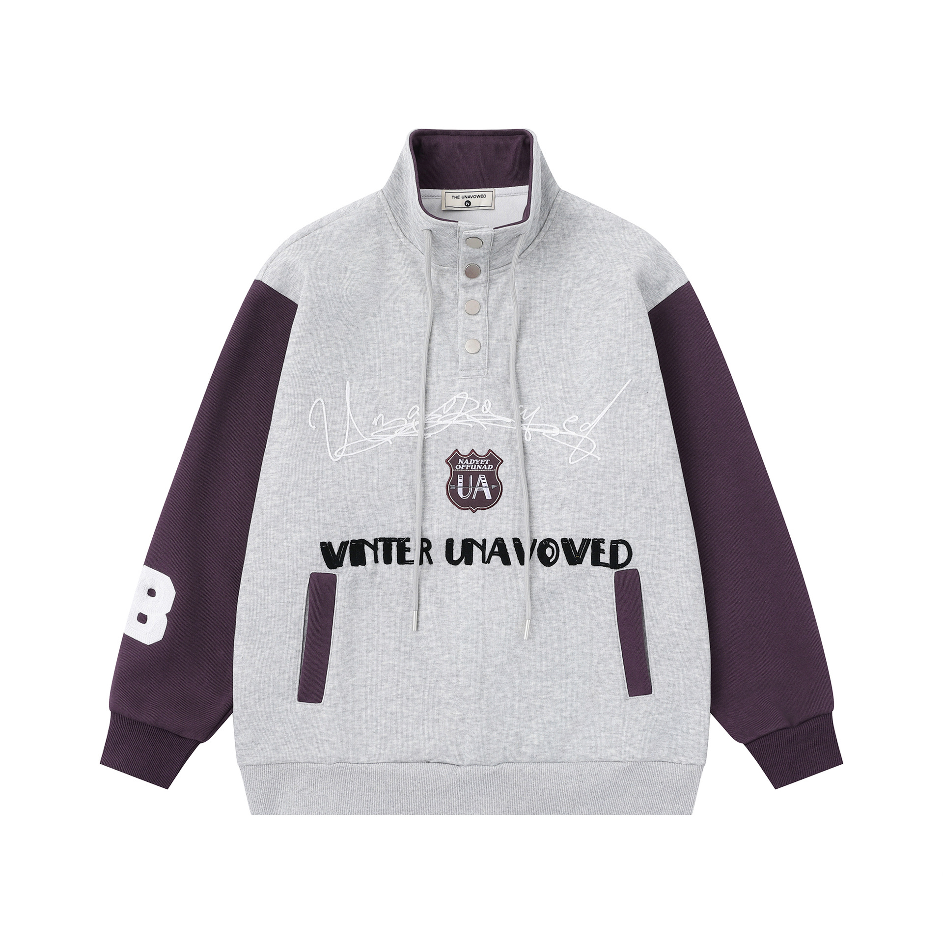 Unisex Cotton Contrast Mandarin Sweatshirt