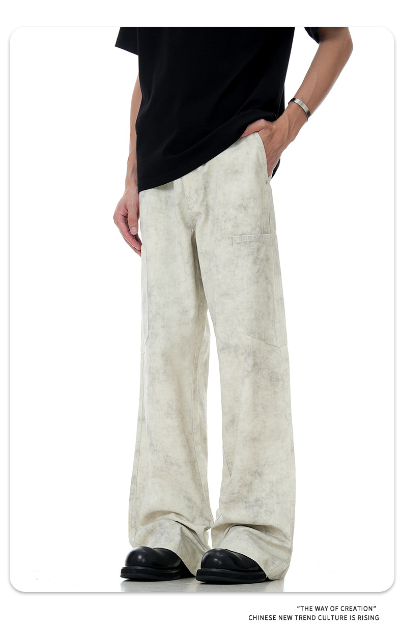 Work Pants for Men and Women Vintage Washed Slim Fit Loose Casual Trousers
