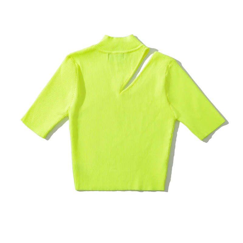 Hollow out short sleeved knitted sweater