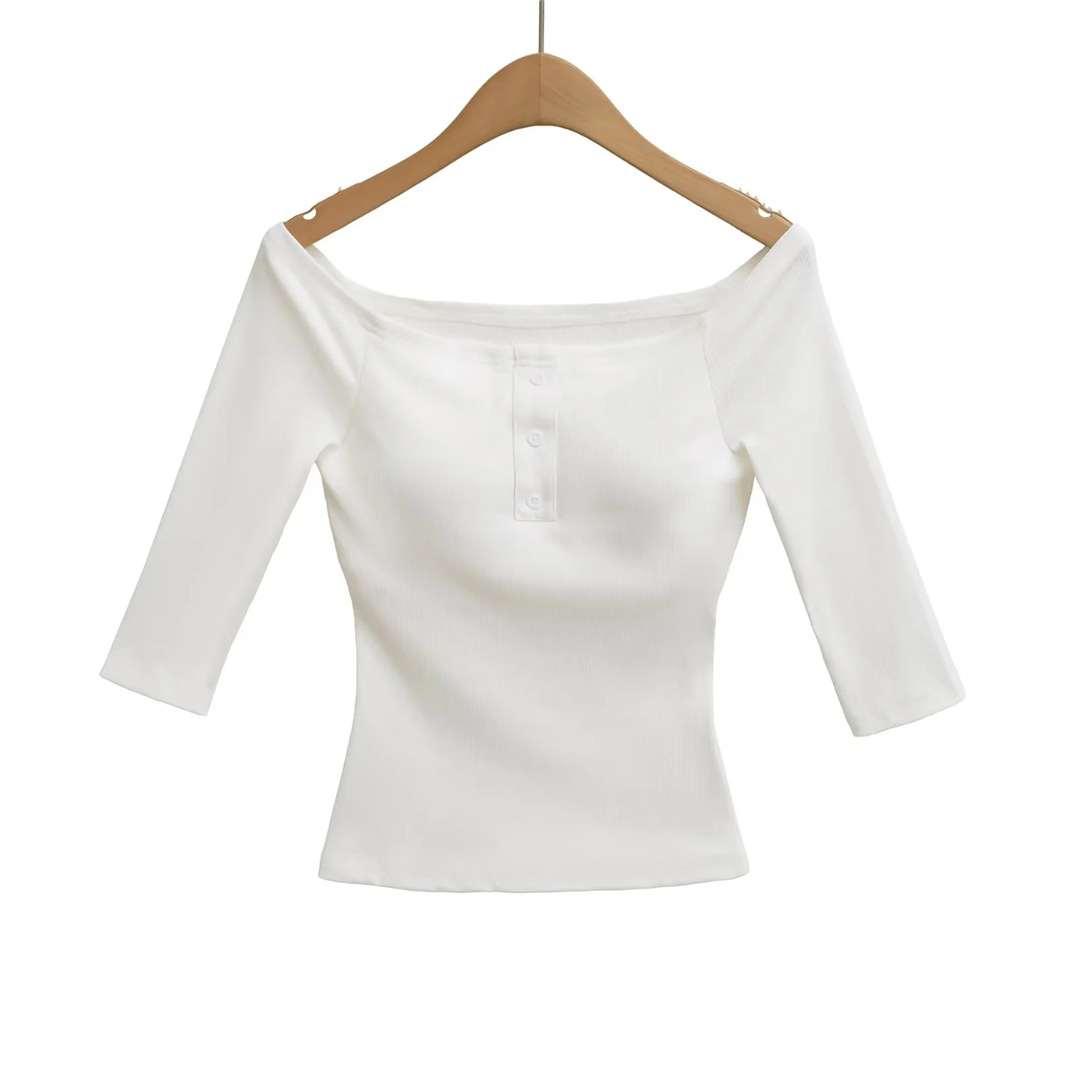 Sexy Slim Three-Quarter Scoop Neck Bodysuit