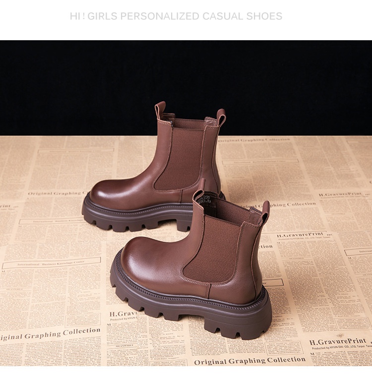 Height increasing short boots with plush chimney single boots
