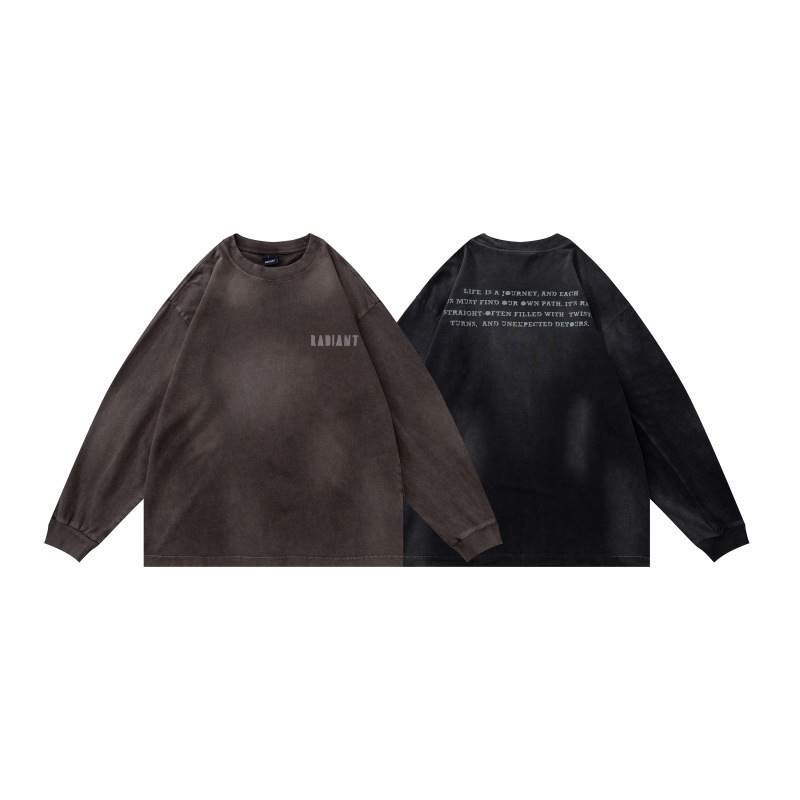 Vintage Ombre Ripped Graphic Gender-Neutral Long-Sleeve T-Shirt