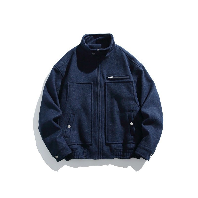 Plain Wool Oversized High Neck Jacket