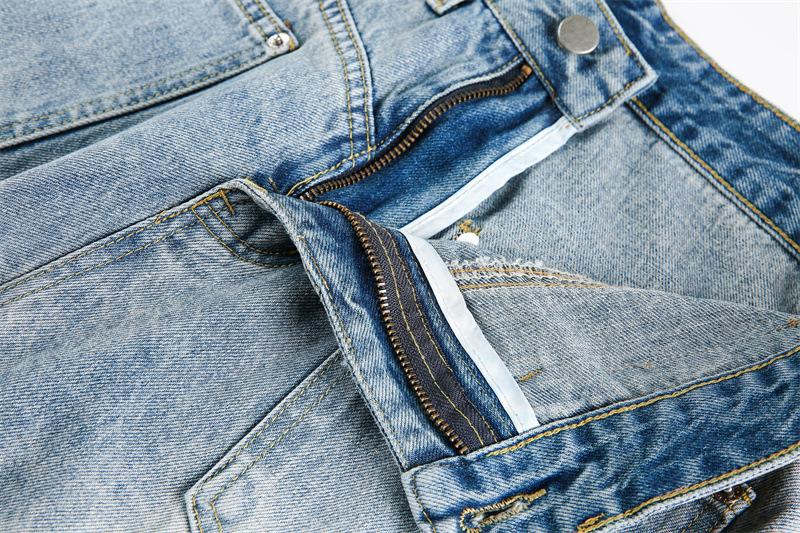 Deconstructed Casual Straight Leg Jeans
