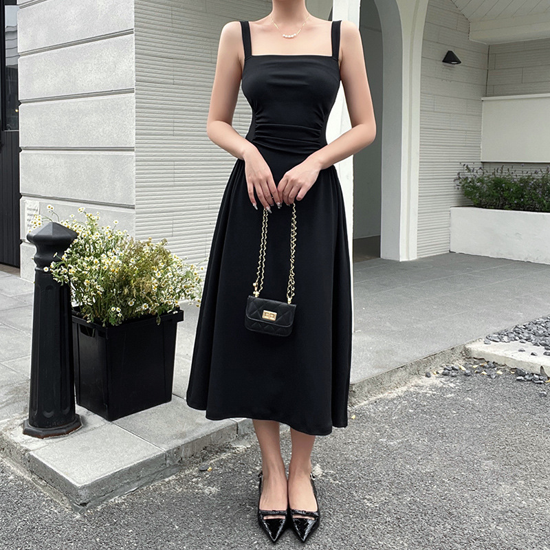 One-Shoulder Sleeveless Polyester Midi Dress