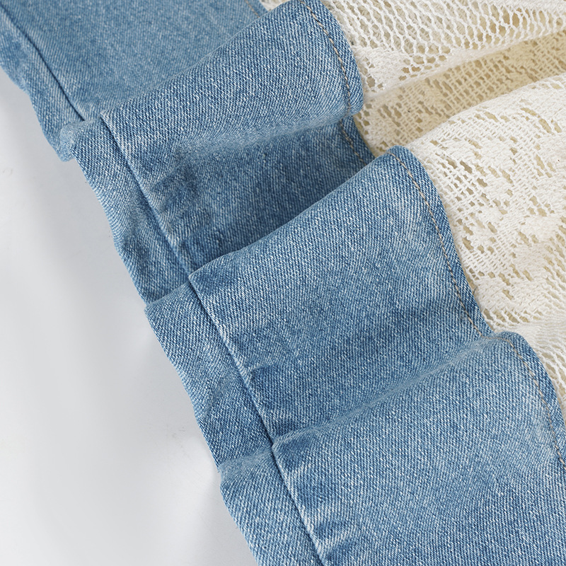 French versatile lace patchwork retro flared pants