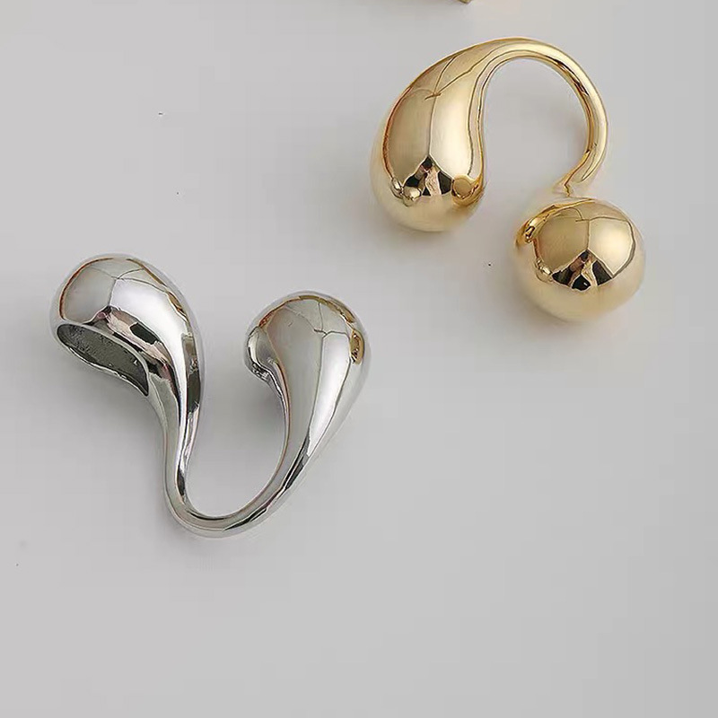 Chunky Metal Double Water Drop Brass Open Rings for Women Men European American Unique Punk Hip-hop Jewelry Accessories