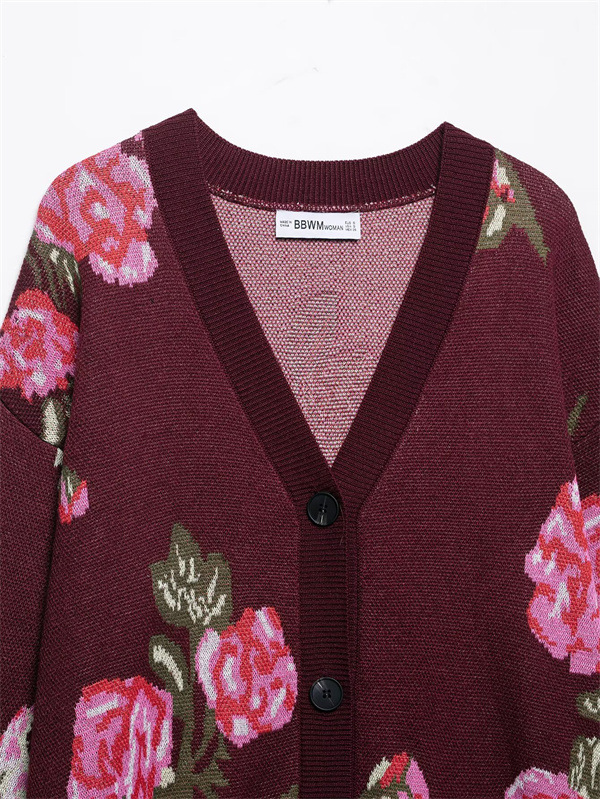 Ladies Crew Neck Polyester Button Front Cardigan
