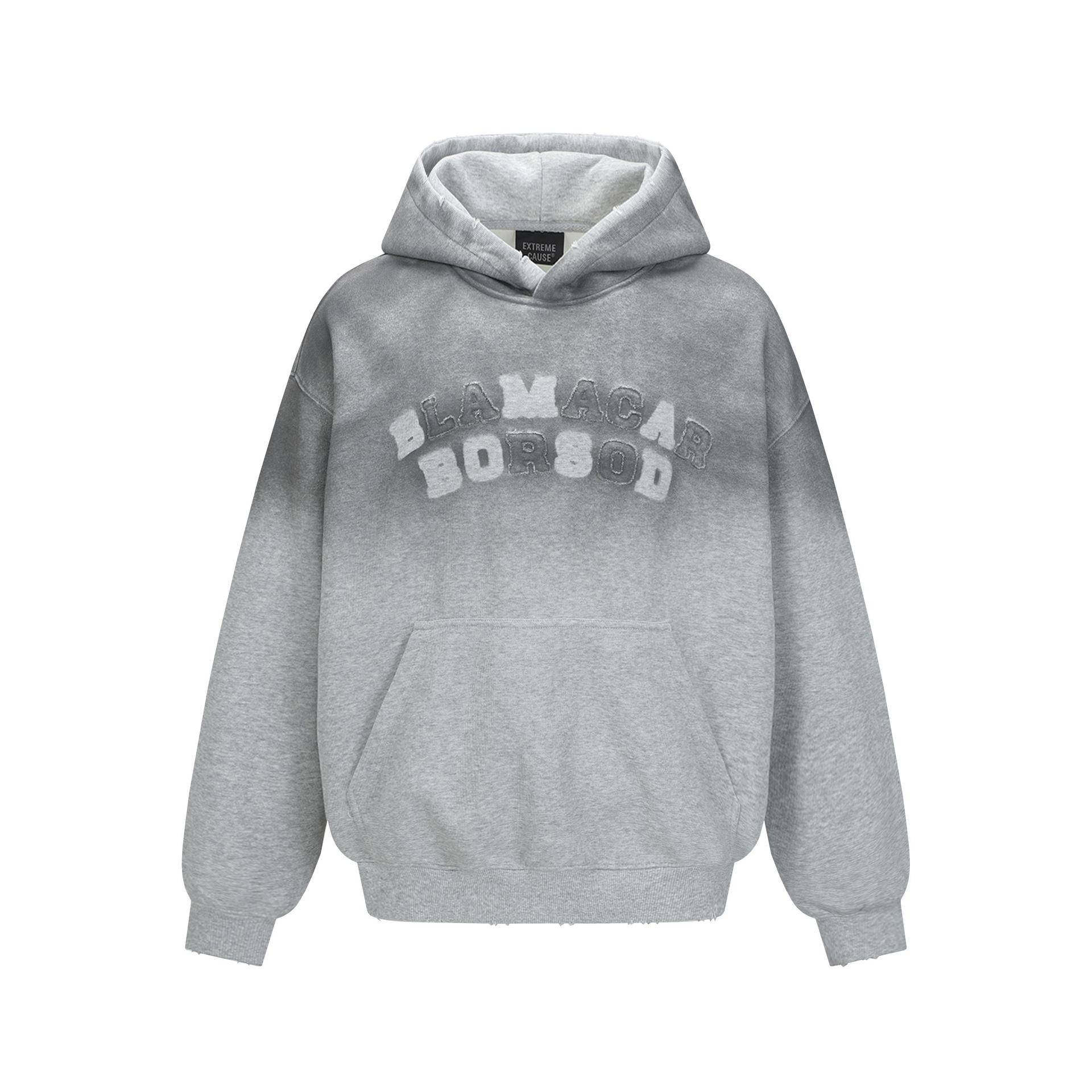Ombre Typography Stitched Hoodie