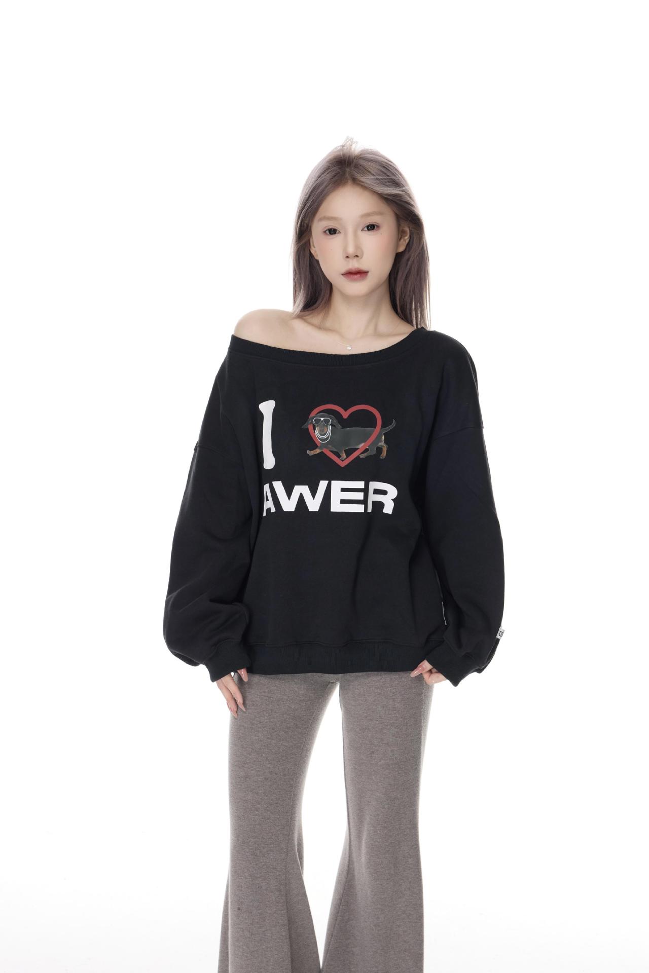 Oversized Cotton Long Sleeve Dachshund Hoodie
