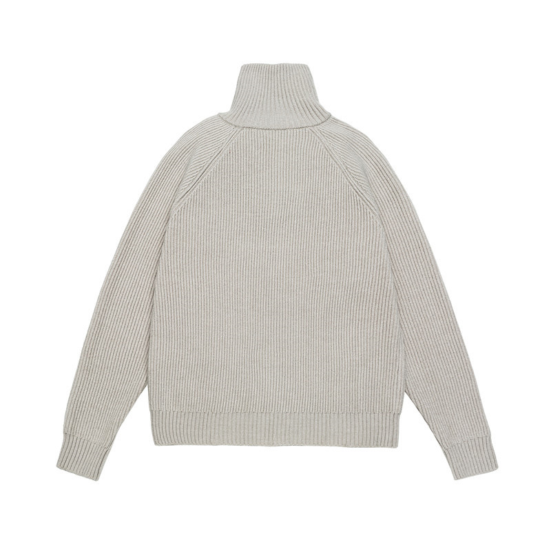 Mock Collar Plain Thermal Workwear Sweater