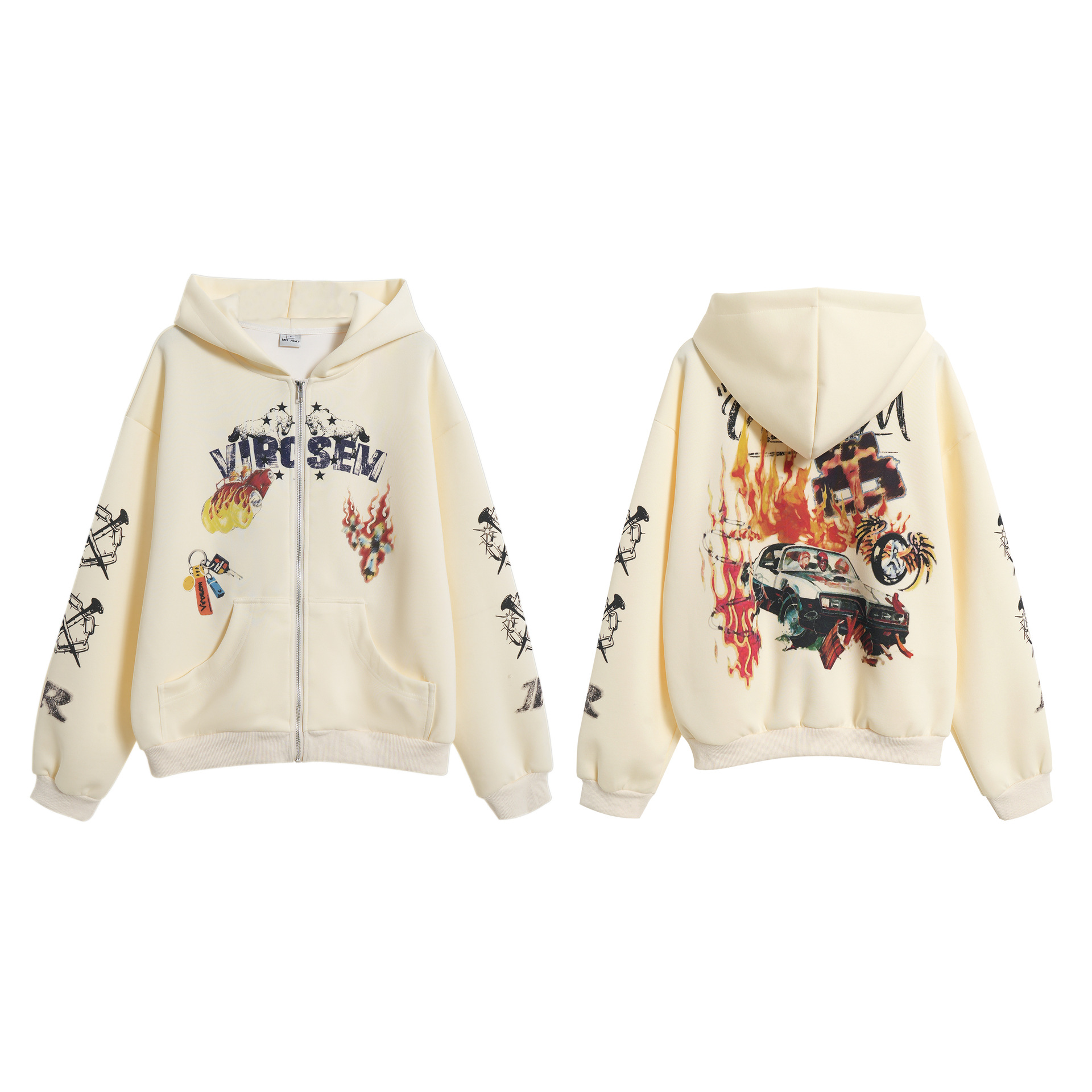 Oversized American Printed Long Sleeve Hoody Cardi