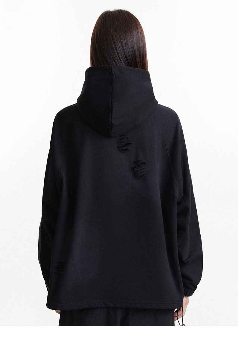 Oversized Distressed Letter Print Hoodie