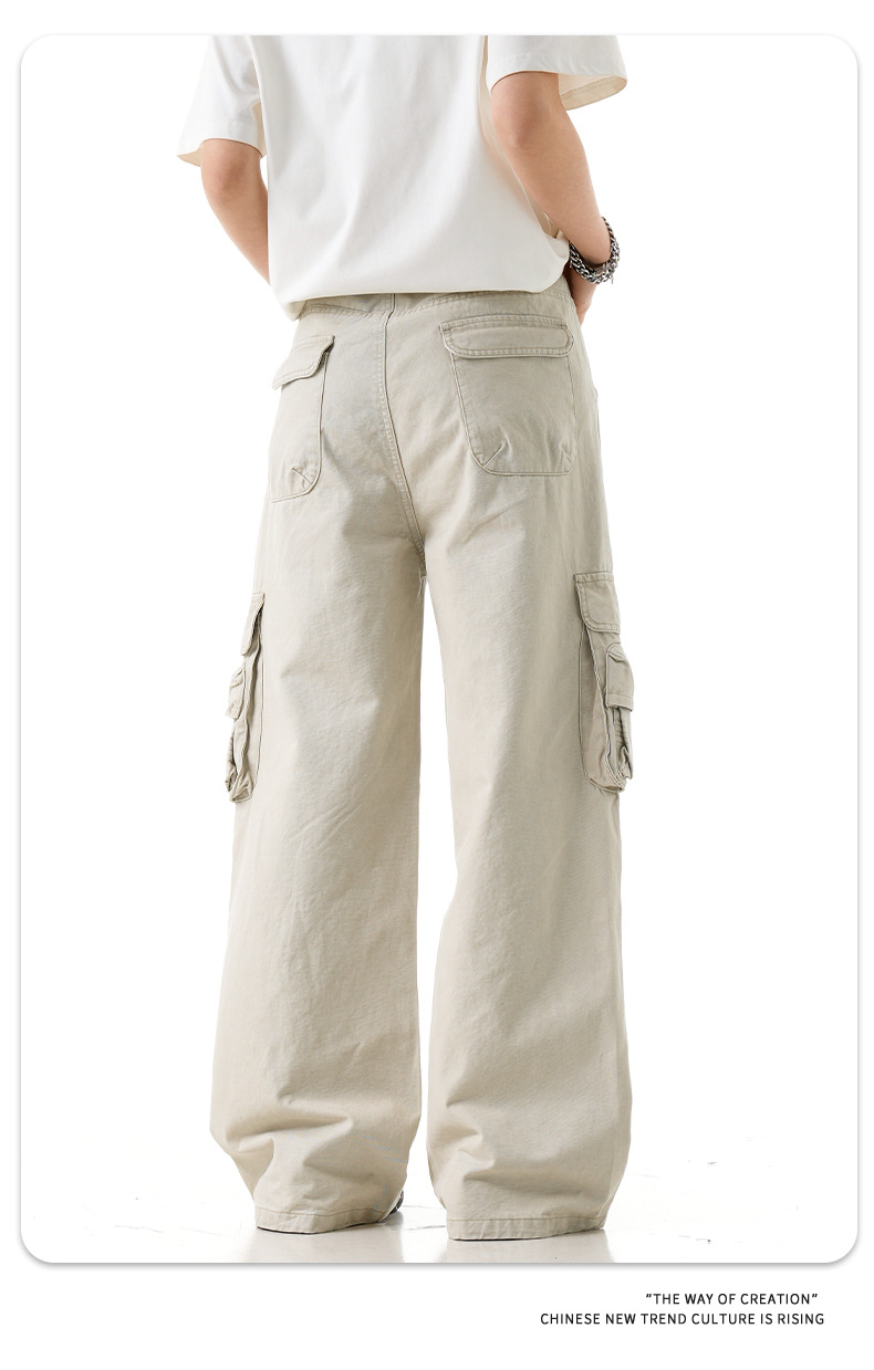 Multiple Pockets for Men and Women Slimming Straight Leg Casual Trousers