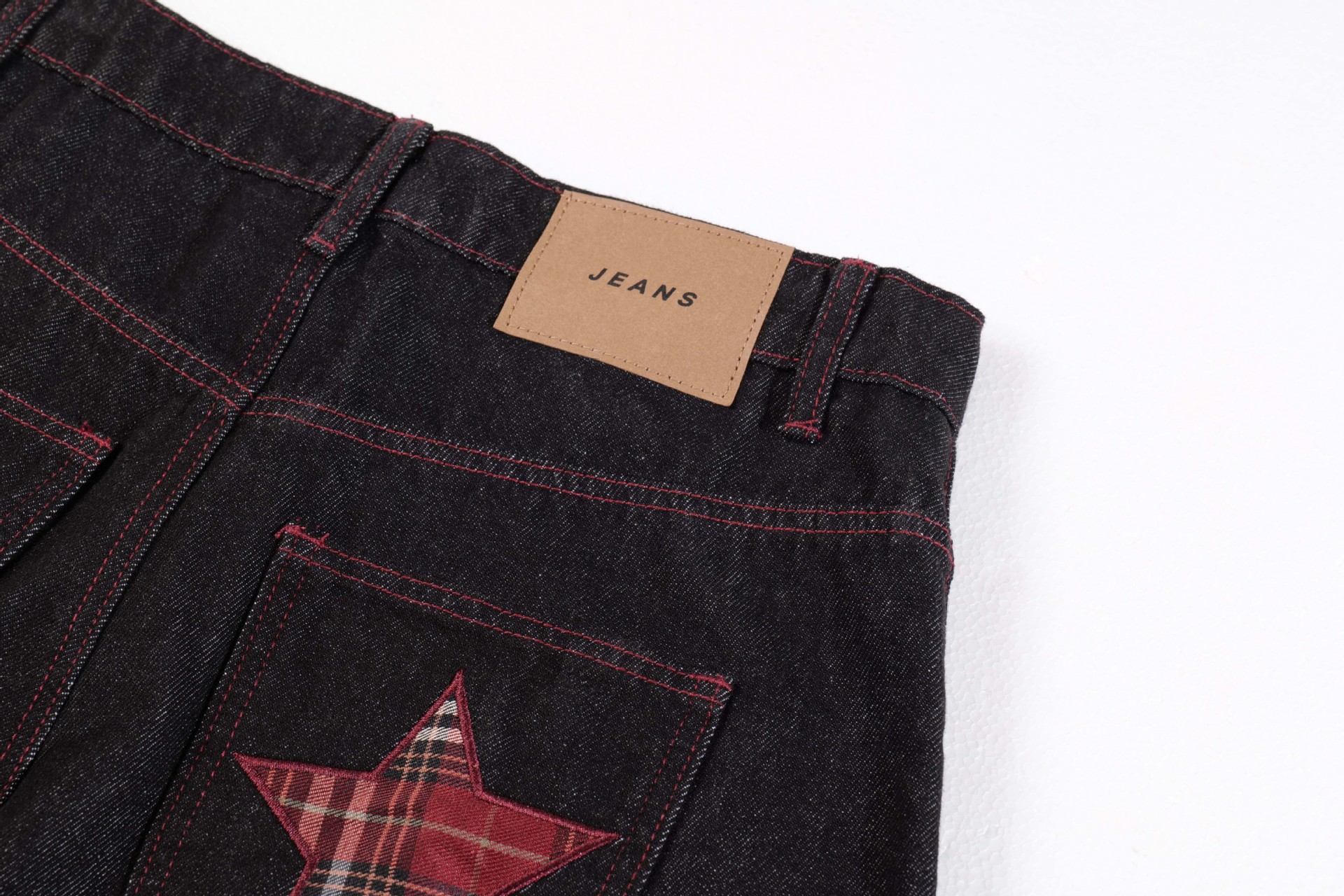 High Street Striped Star Patchwork Wide-Leg Jeans for Men and Women Loose Fit Trousers