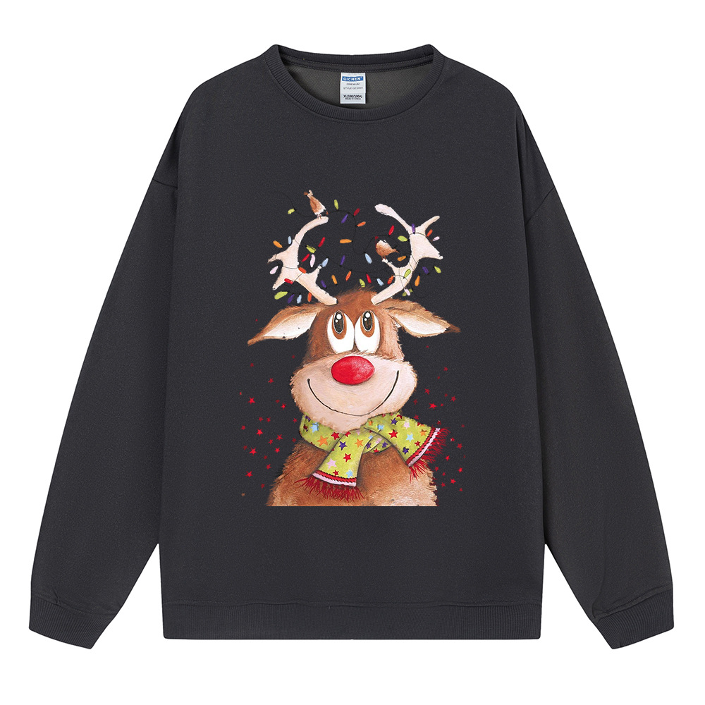 Ladies Oversized Winter Deer Anime Cotton Hoodie