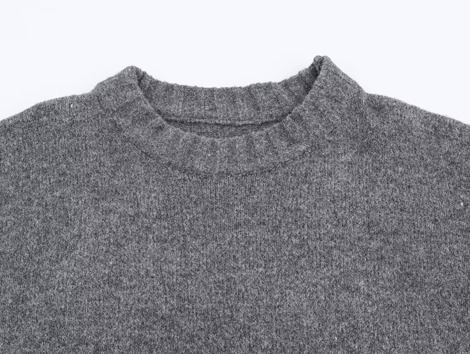 Ladies' Polyester Plain Rib Crew Sweater