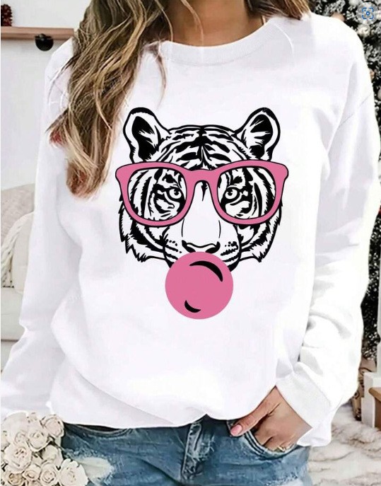 Women's Striped Cat Graphic Sweatshirt