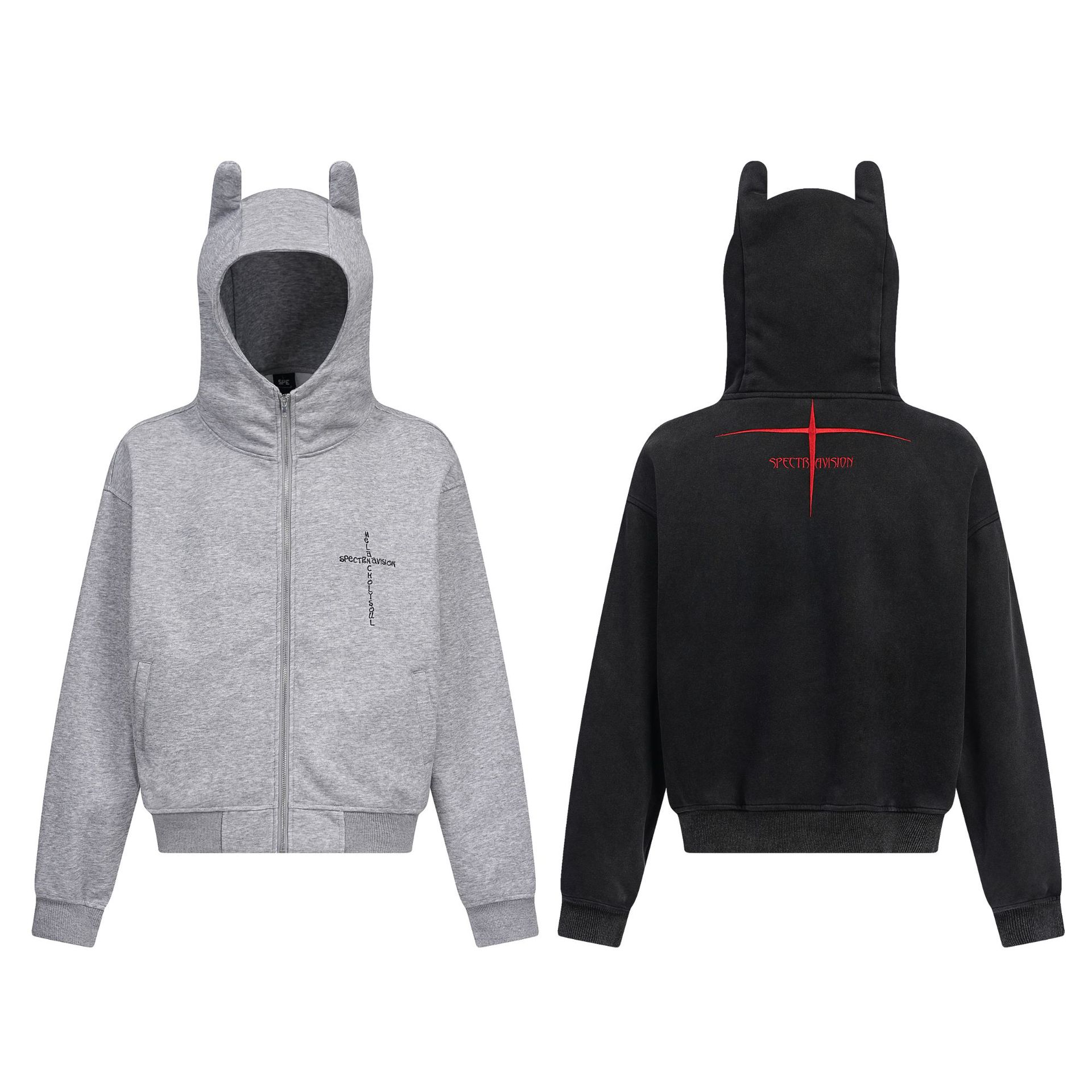 American Retro Loose Fit Geometric Zip Hoodie