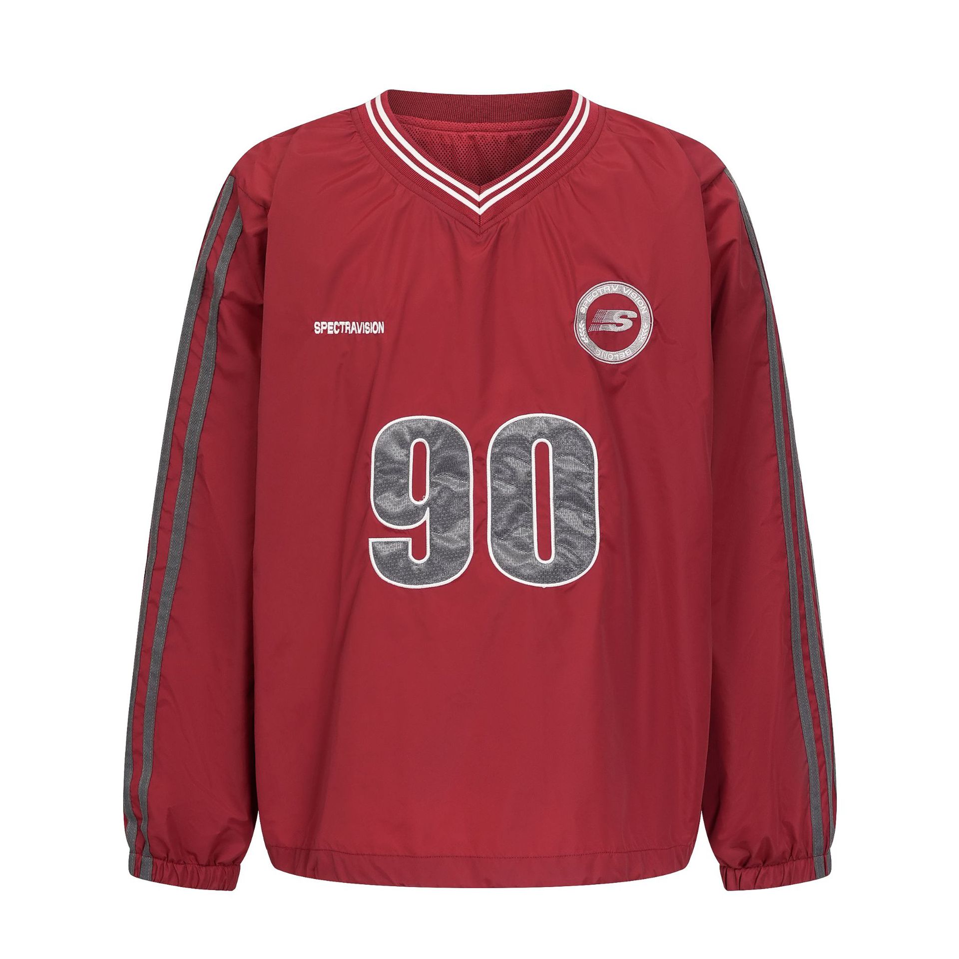 V-neck baseball jersey sweatshirt