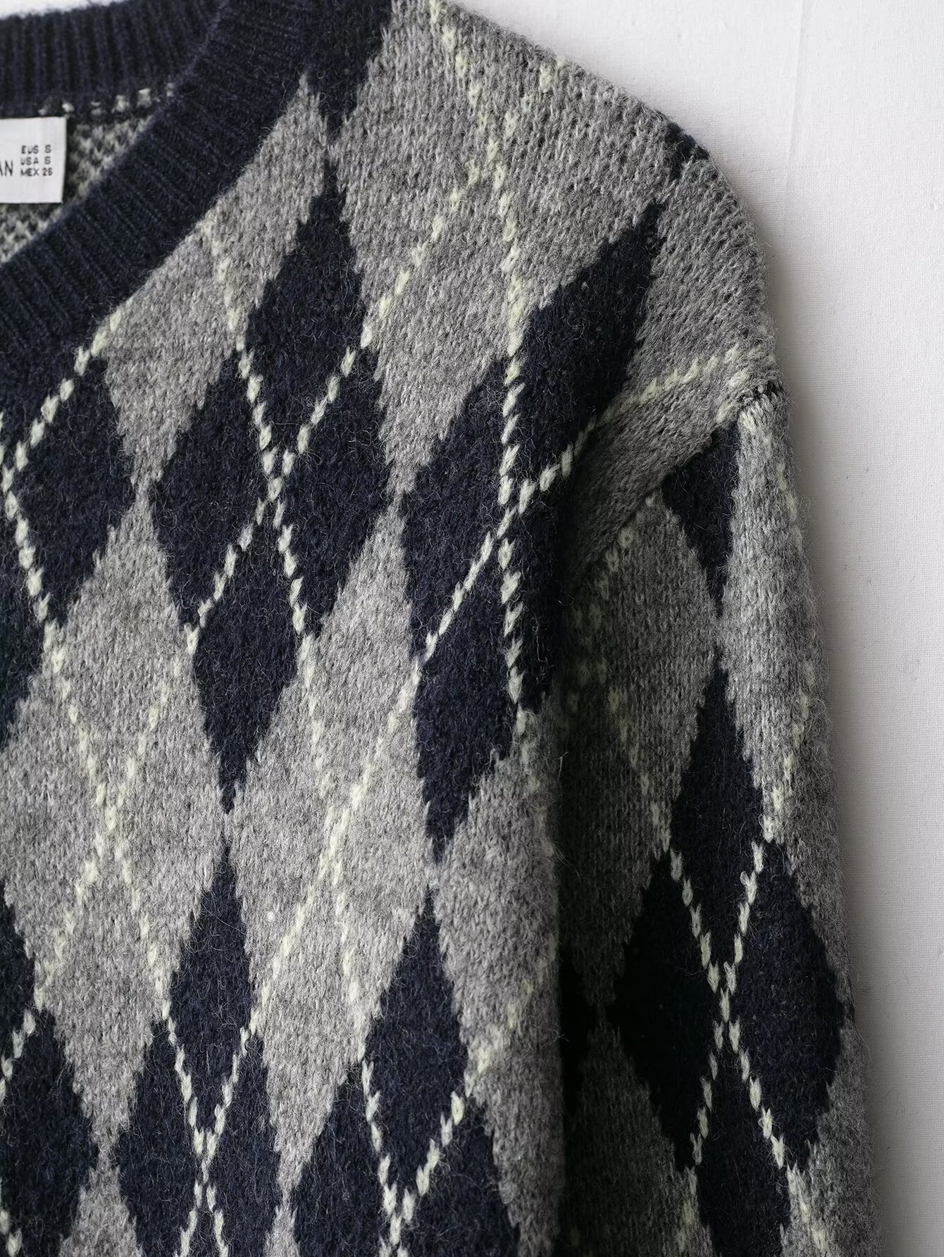Oversized Argyle Knit Sweater
