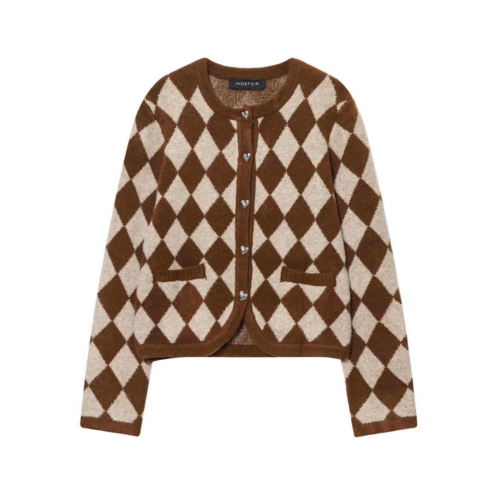 Rhombus Knit Long Sleeve Jacket