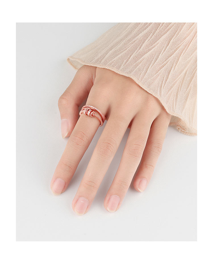 New Zircon Transfer Open Ring Women's Multilayer Cross Ring Rotating Ring ins Style