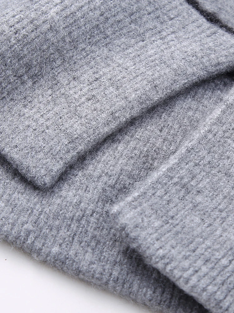 Ladies Geometric Slouchy Knit Mock Neck Pullover