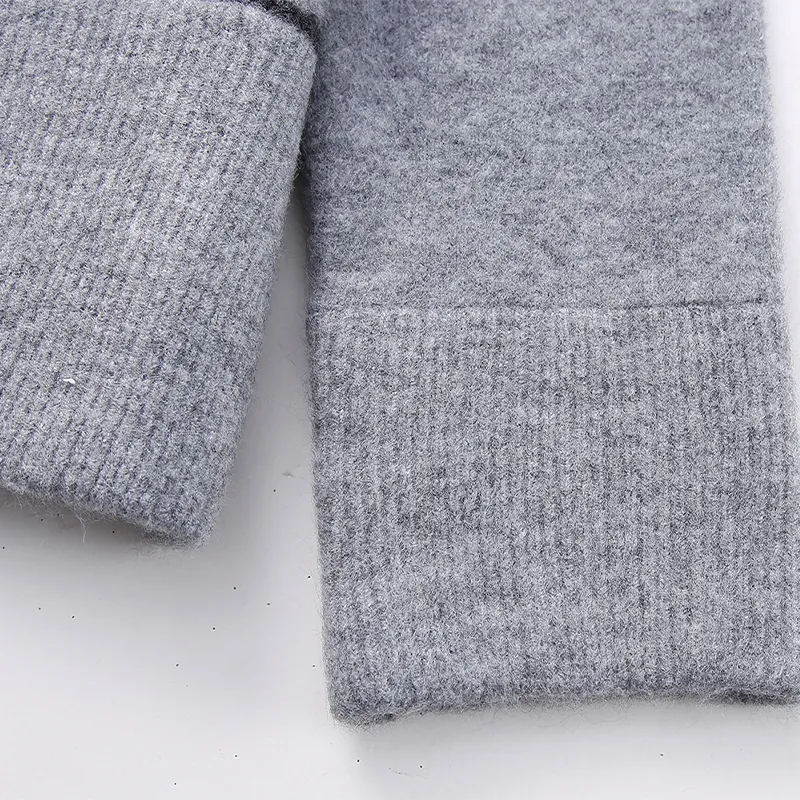Ladies Geometric Slouchy Knit Mock Neck Pullover