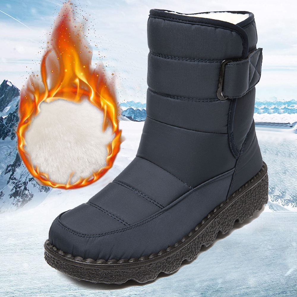 Winter New Snow Boots Women's High Top Waterproof Cotton Shoes Casual Short Tube Plush Plus Large Cotton Boots 43 Amazon