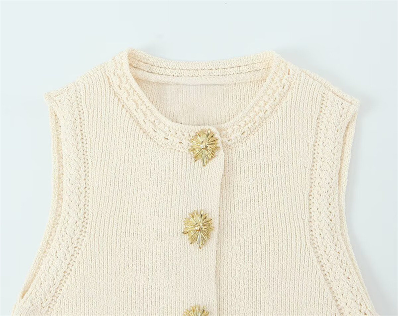 Ladies Japanese Spliced Button Placket Tank Top