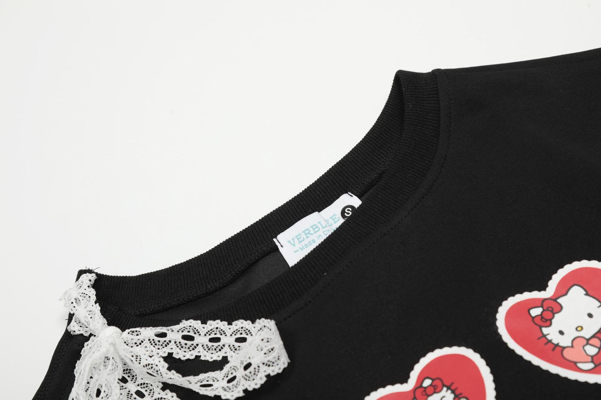 Bardot Sweetheart Kitten Print Shirred Torso Hoodie