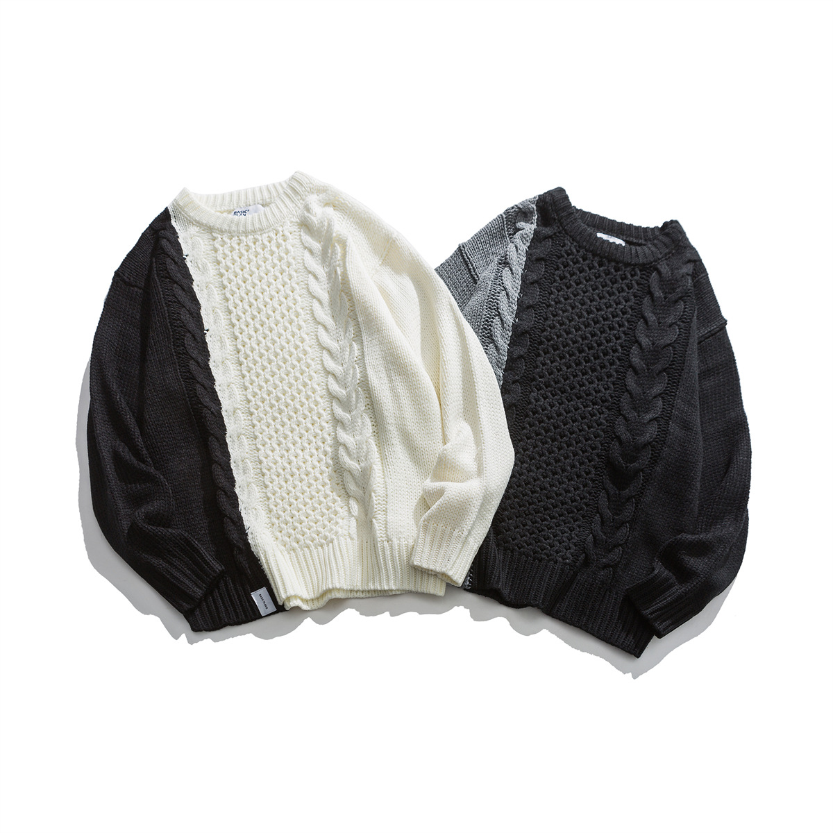 Japanese Workwear Contrast Block Oversized Sweater