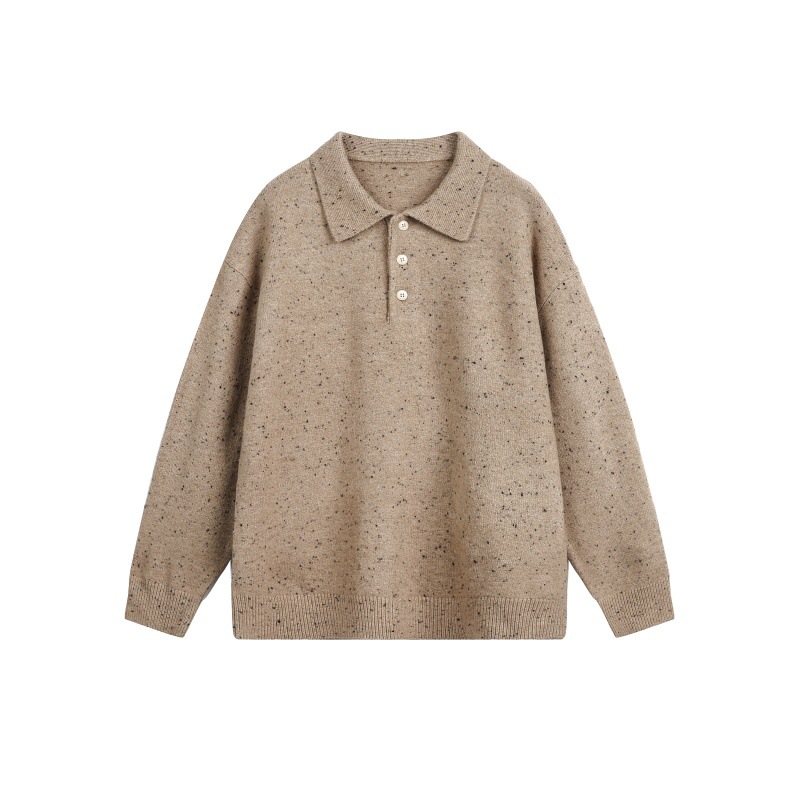 Oversized Japanese Workwear Polyester Clasp Neck Sweater