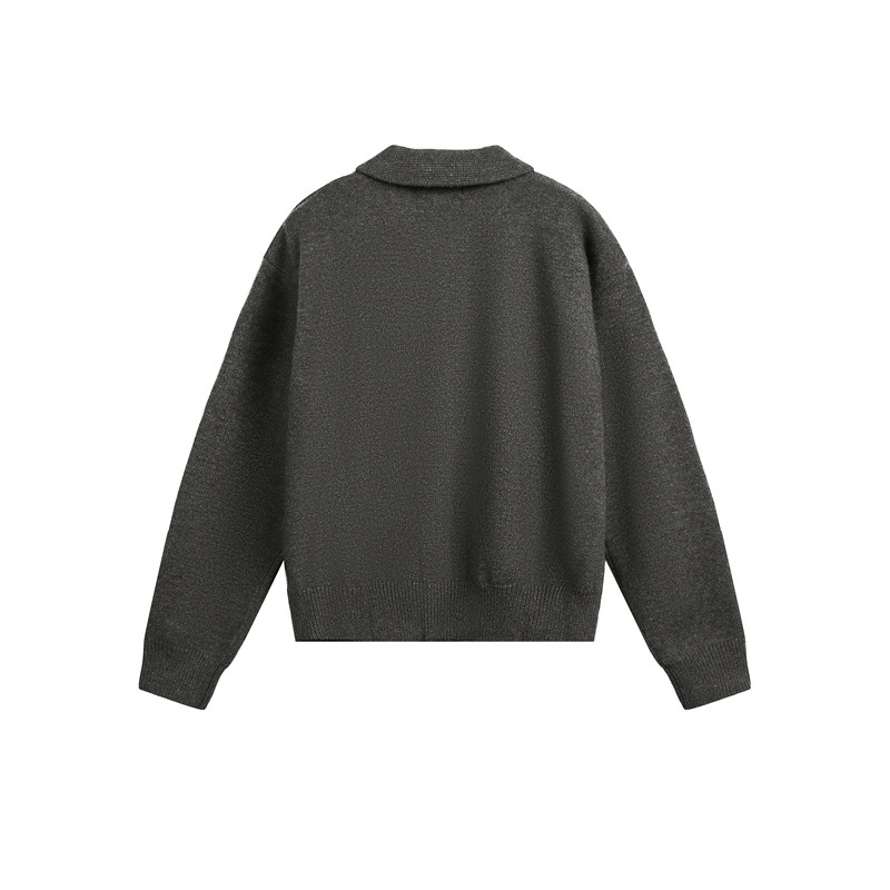 Japanese Workwear Plain Oversized Cardigan Notched Collar