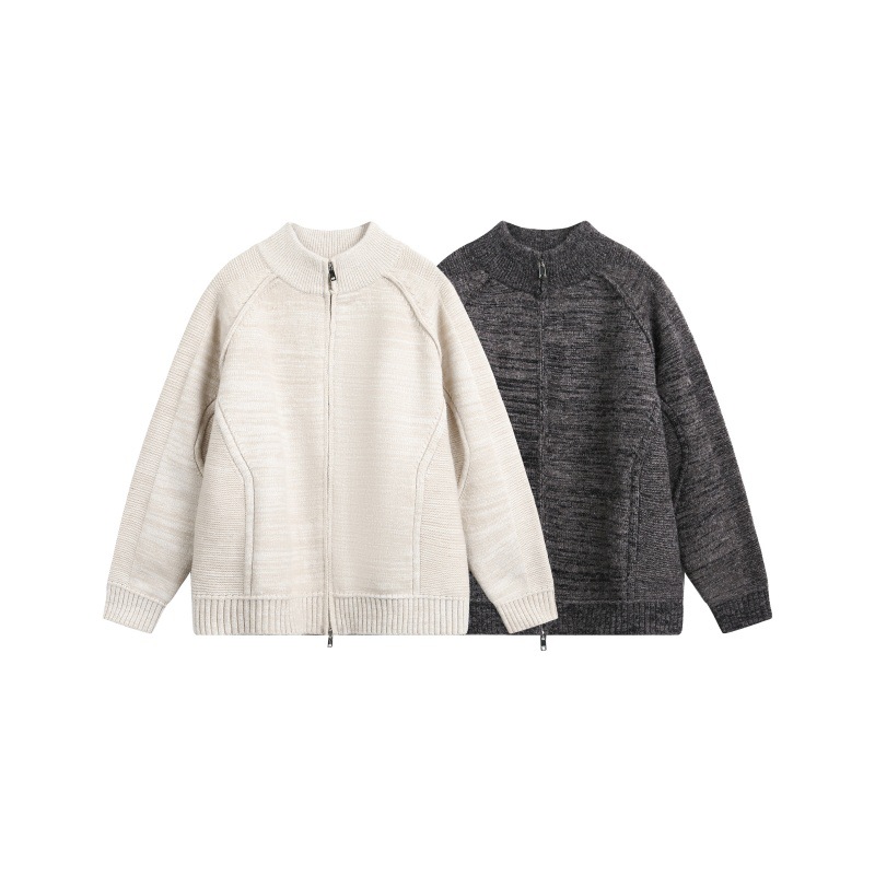Japanese Workwear Jacquard Long Sleeve Oversized Cardigan